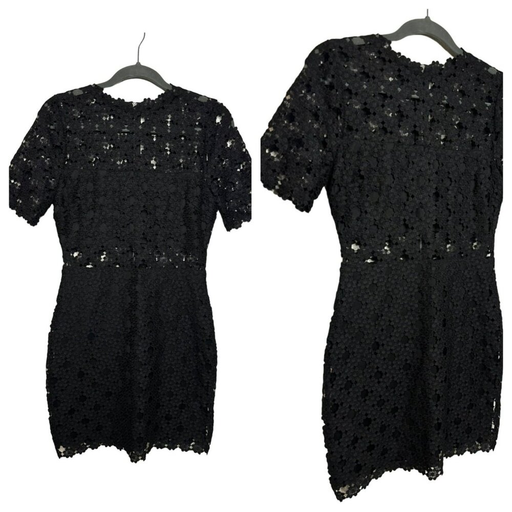 Lulu’s “Heartfelt” Black Crochet Lace Bodycon Little Black Dress – Size Small